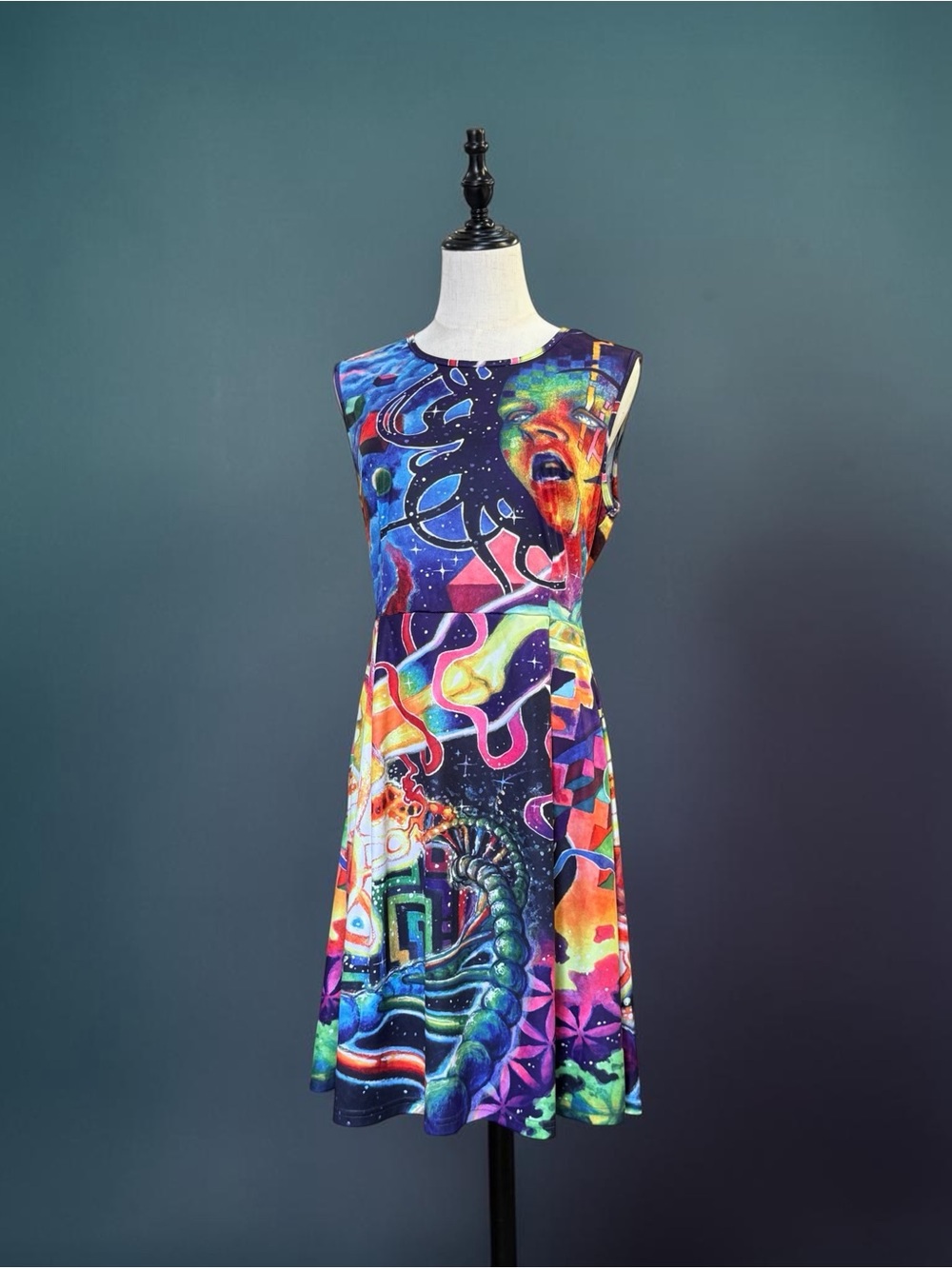 From NY Skateboard Streetwear Psychedelic Art Print Dress - Size Medium